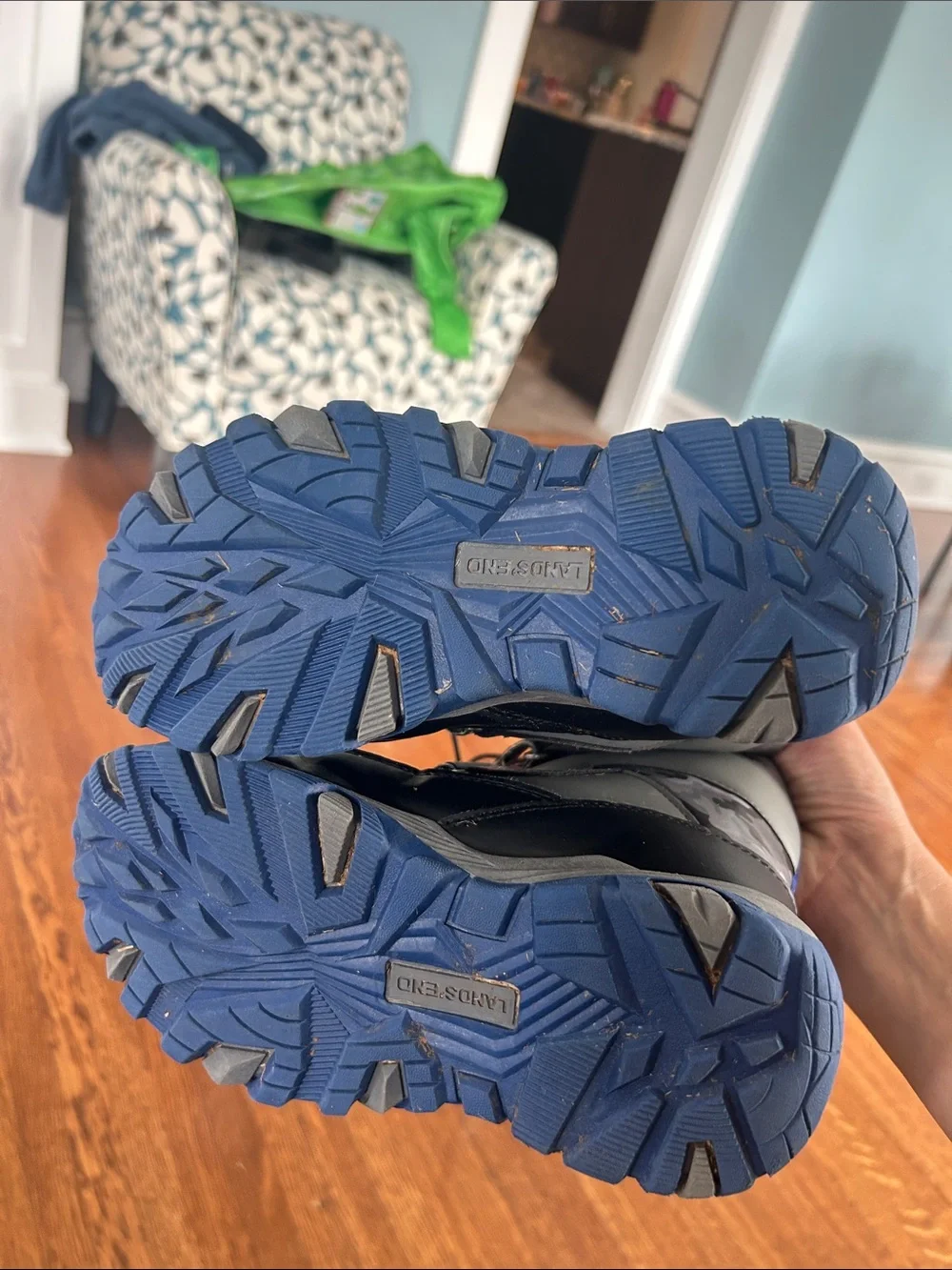 Lands End Gray & Blue Winter Snow Boots